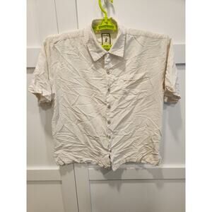 Jamaica Jaxx Shirt Mens Large Cream 100% Silk Short Sleeve Hawaiian Classic Dad